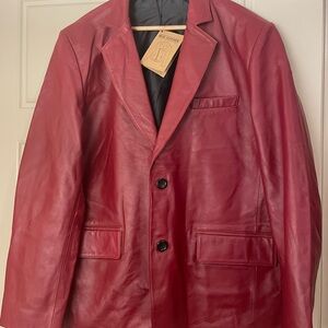 fjackets Leather Blazer for Men/ XL/ Maroon